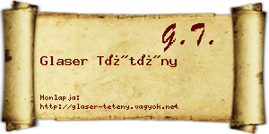Glaser Tétény névjegykártya